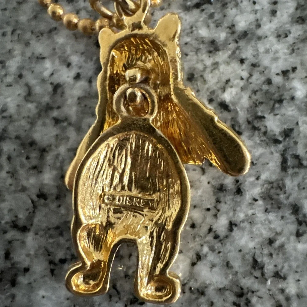 Articulated Winnie the Pooh Gold Tone Ball Chain Necklace Pendant Disney